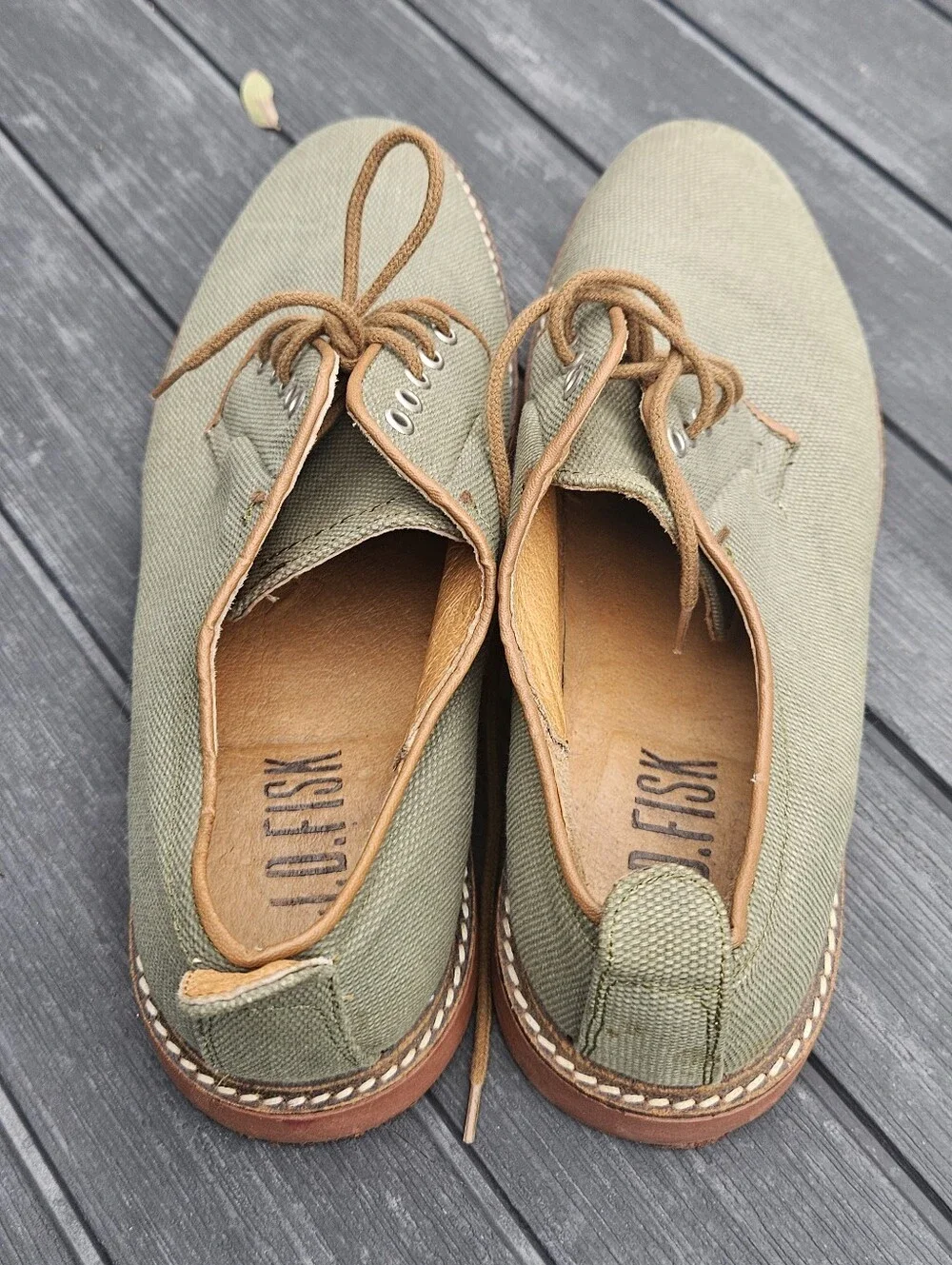 J.D. Fisk Volkan Canvas Oxfords Size 9 Olive